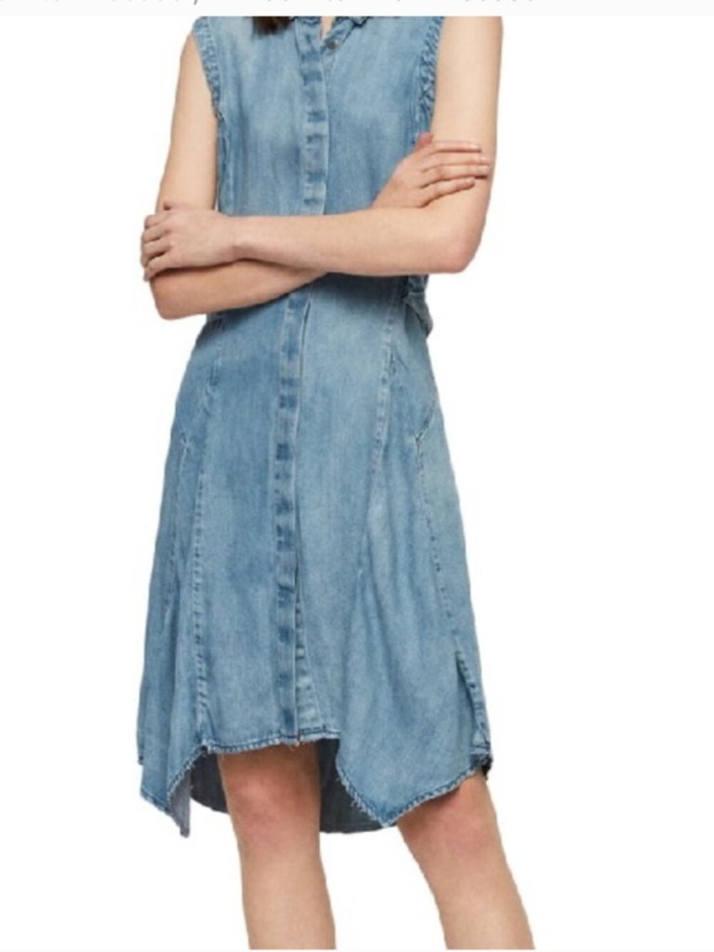 NWT AllSaints Francis Denim Shirt Midi Dress Belted Light Wash XS